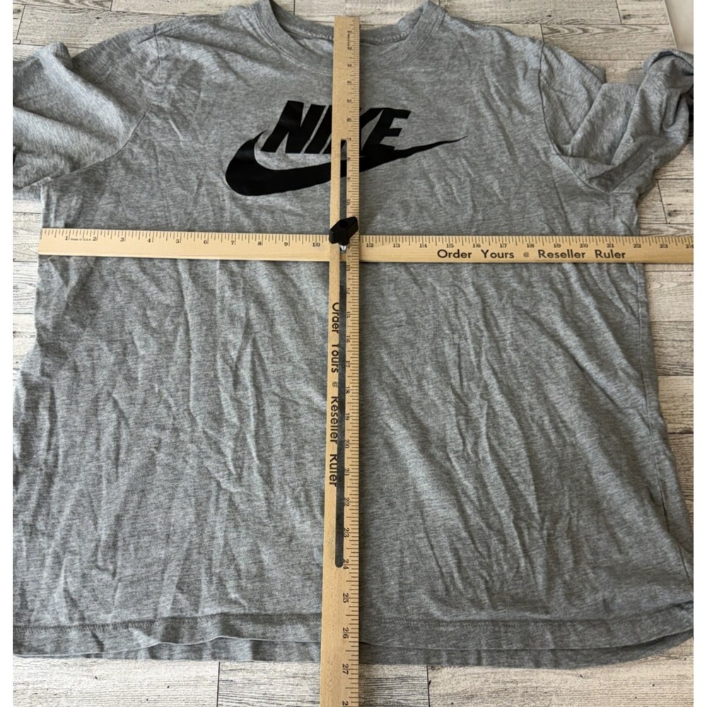Nike The Nike Tee Long Sleeve Shirt Men's Gray Athletic Cut Swoosh XL XLARGE - Picture 6 of 8